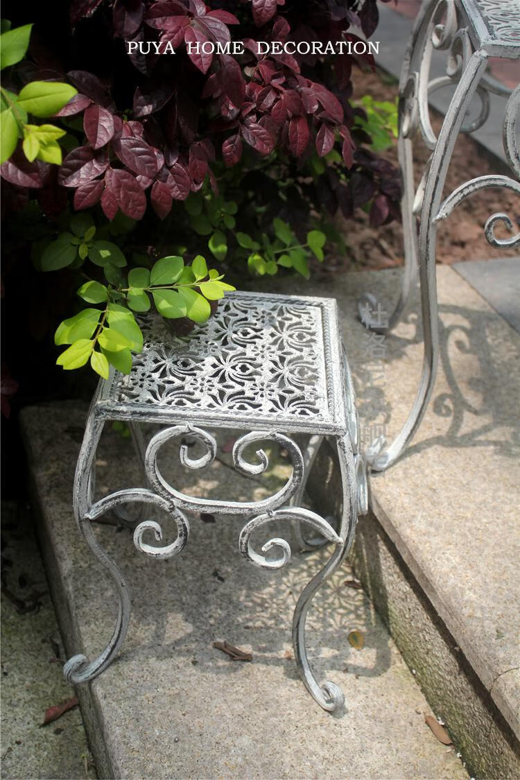 户外铁艺花架美式庭院花园布置室外阳台置物架盆栽落地式花盆架子莲花