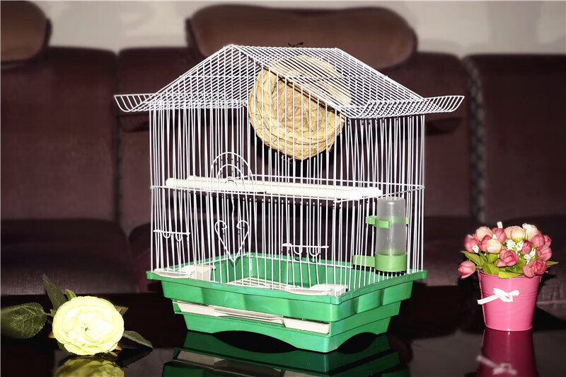 hkml*虎皮牡丹鹦鹉鸟笼文鸟珍珠鸟笼子小号通用鸟笼宠物用品 白色