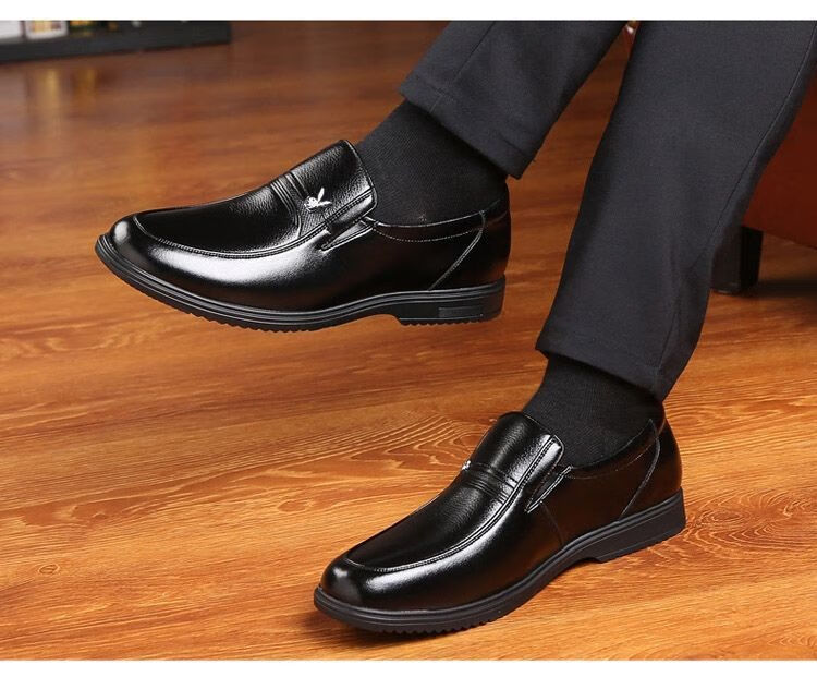 送长辈很软舒适的爸爸皮鞋【头层牛皮】冬男士皮鞋商务休闲真皮鞋防滑