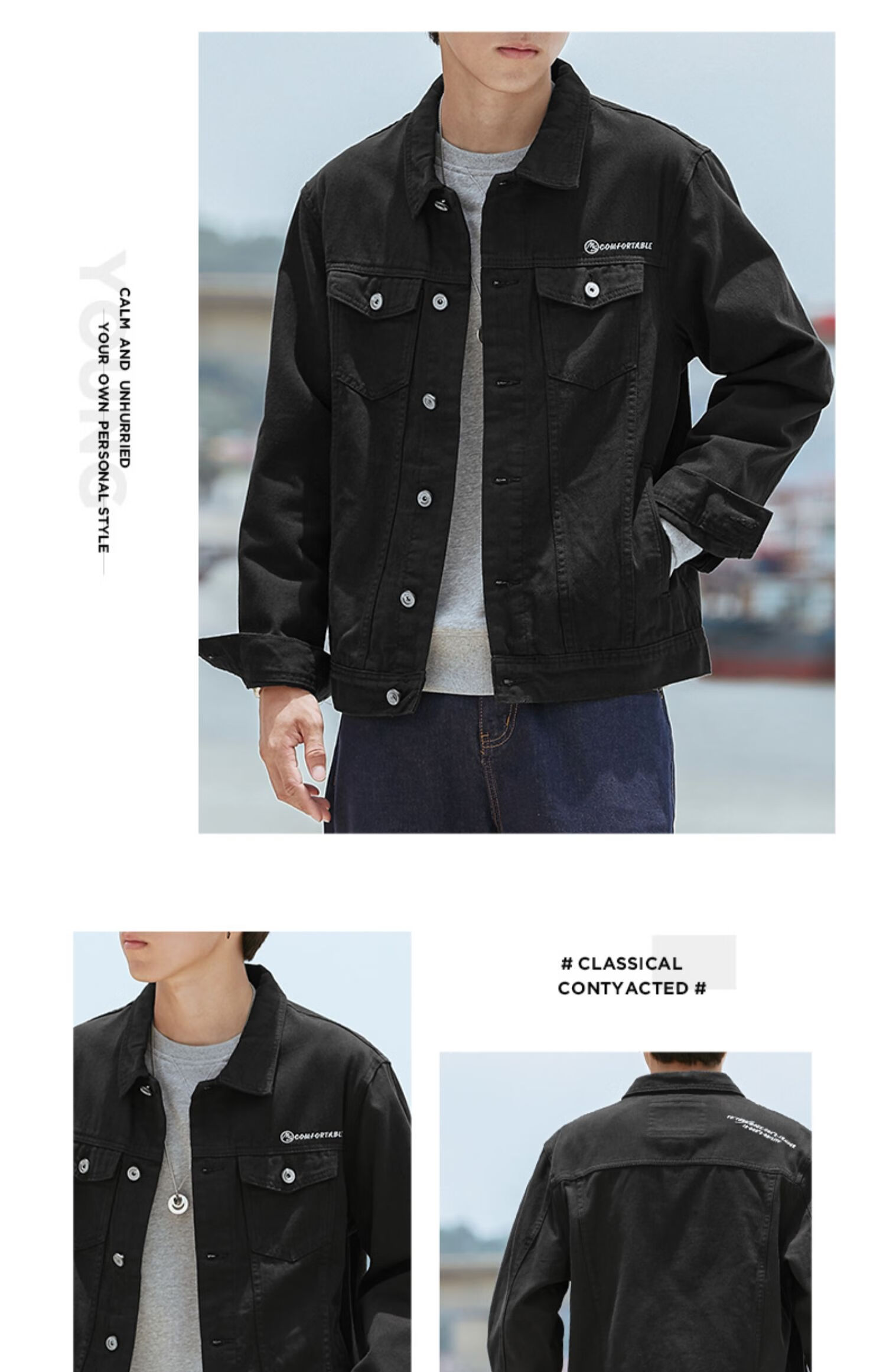 秋冬季男装工装夹克男外套教练韩版潮流百搭修身上衣盐系潮衣服 6032