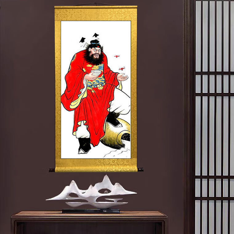 钟馗画像钟馗画像风水画丝绸挂画客厅书房门神赐福装饰画sn0989镇i宅