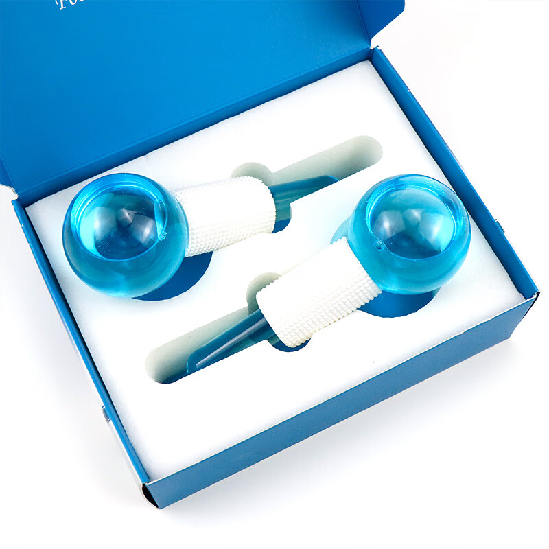 能量水晶冰波球美容冰球冰热敷按摩脸部眼部防冻冰波球 紫色闪粉冰波