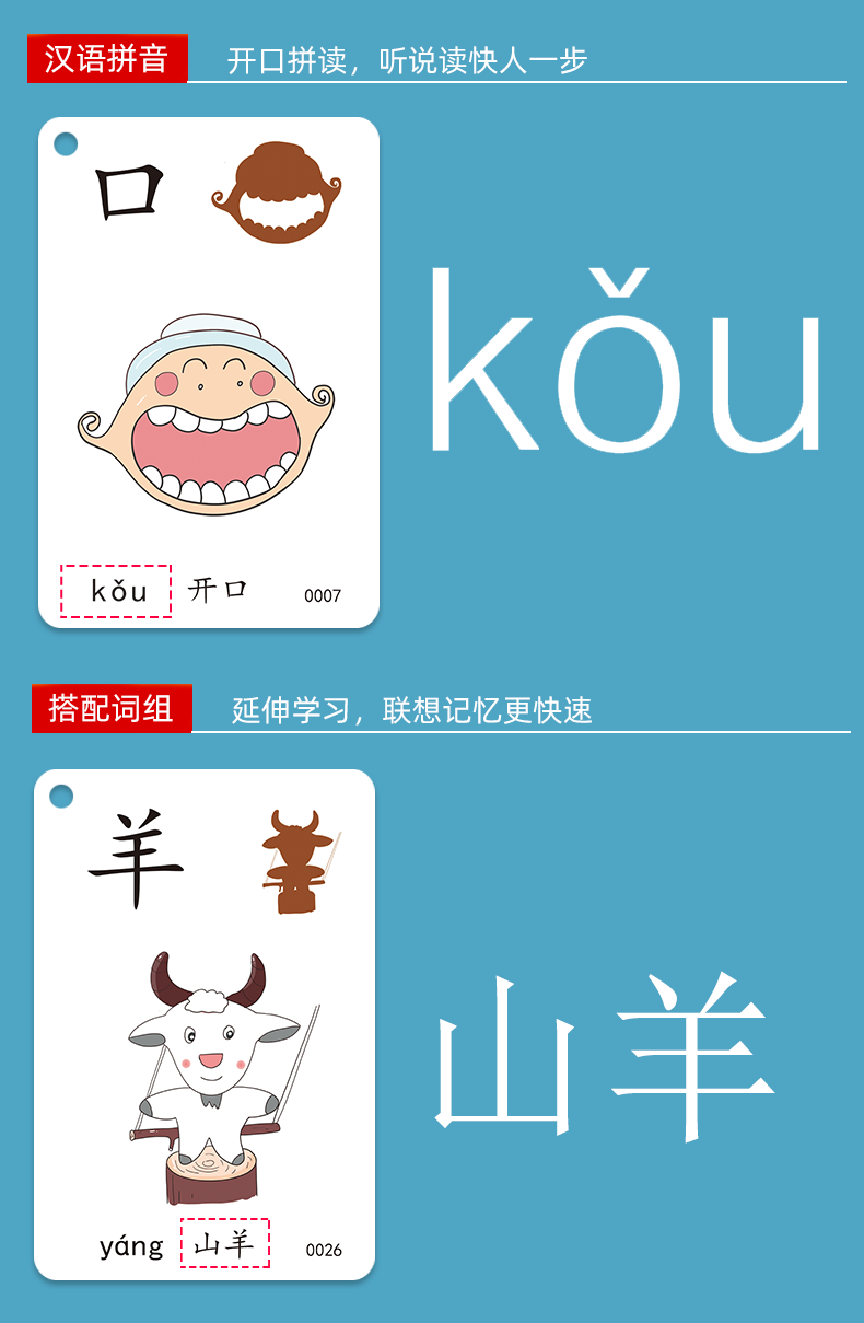 飞猫客幼儿园宝宝识字卡片3000汉字儿童认字启蒙早教神器看图识字卡