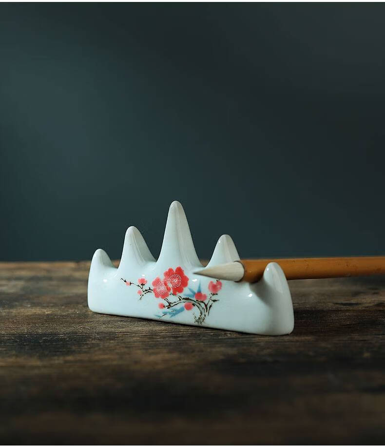 敢不凡(gbufn) 毛笔托 景德镇陶瓷笔搁五指山毛笔搁梅花笔山学生书法
