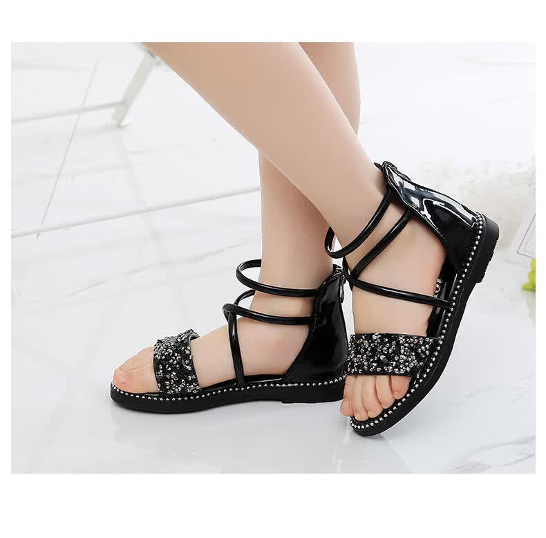 女童凉鞋夏季2022新款时尚公主鞋儿童韩版中大童平底小女孩罗马鞋待婉