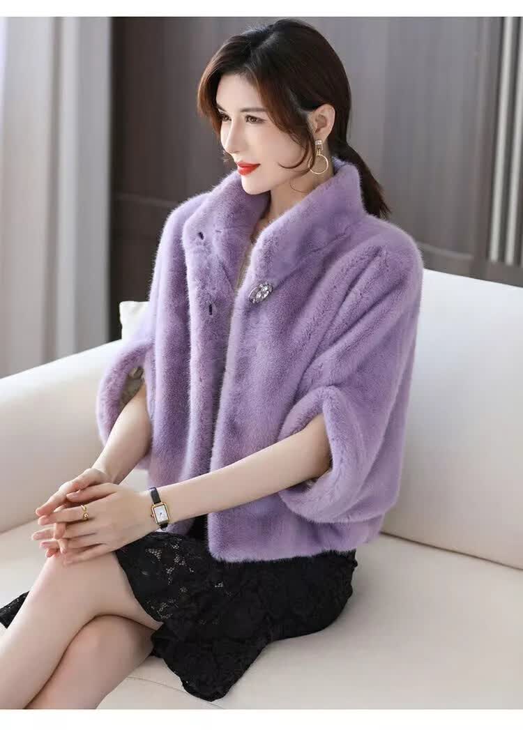 【捡漏】babiboy海宁皮草水貂毛皮草女短款披肩海宁整貂皮大衣斗篷