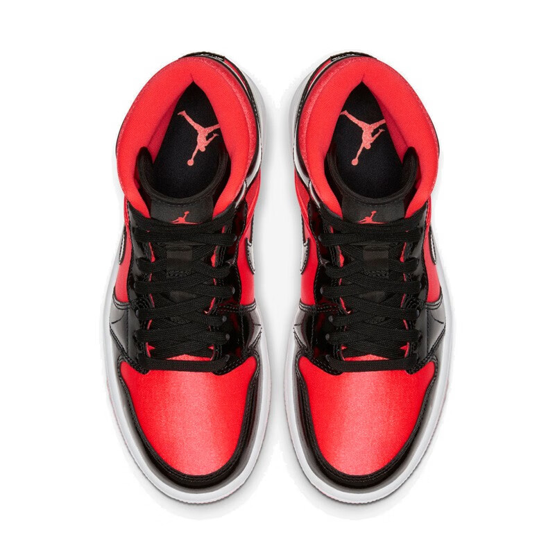 耐克air jordan 1 mid aj1 红黄彩钩 鸳鸯中帮 女鞋 运动鞋 bq6472