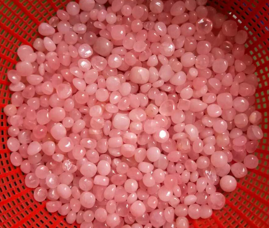 园艺装饰石粉晶鹅卵石雨花石状石头粉色水晶石头碎石多肉铺面石白水晶