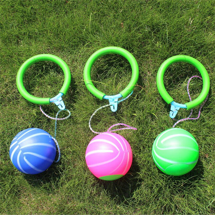 莤宸甩甩求儿童跳跳球溜溜球玩具成人套脚跳跳球单脚甩球发光健身弹力