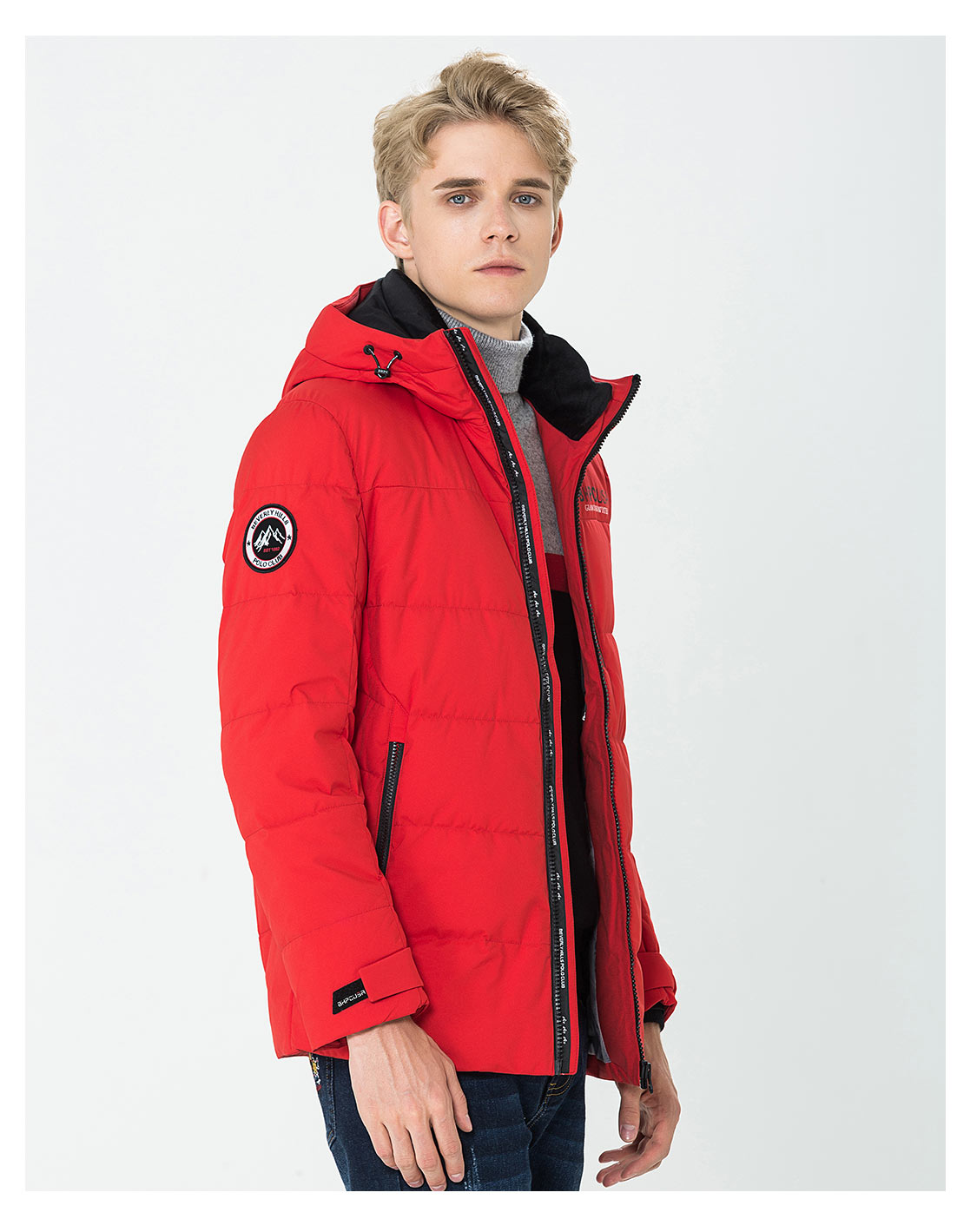 比华利保罗秋冬新品厚款男士羽绒服保暖连帽外套 白色 46