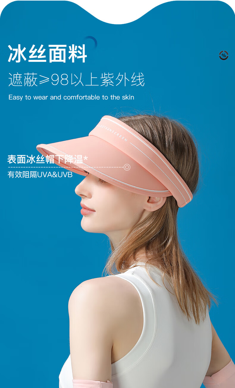 遮阳帽女防晒夏季冰丝户外骑行遮脸空顶太阳帽子女士跑步 【两件套】