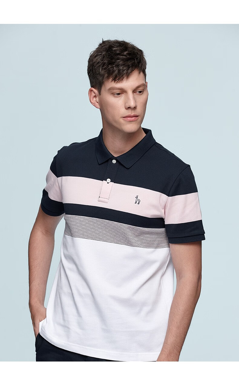 商场同款哈吉斯hazzys夏季新款男士撞色短袖翻领polo衫男astze01be39
