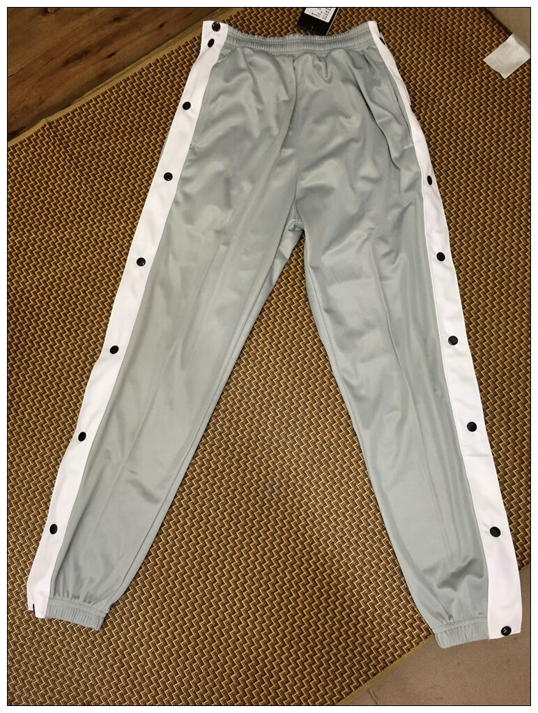 运动排扣裤秋季束脚全开扣篮球出场裤收脚排扣裤运动休闲训练纽扣长裤