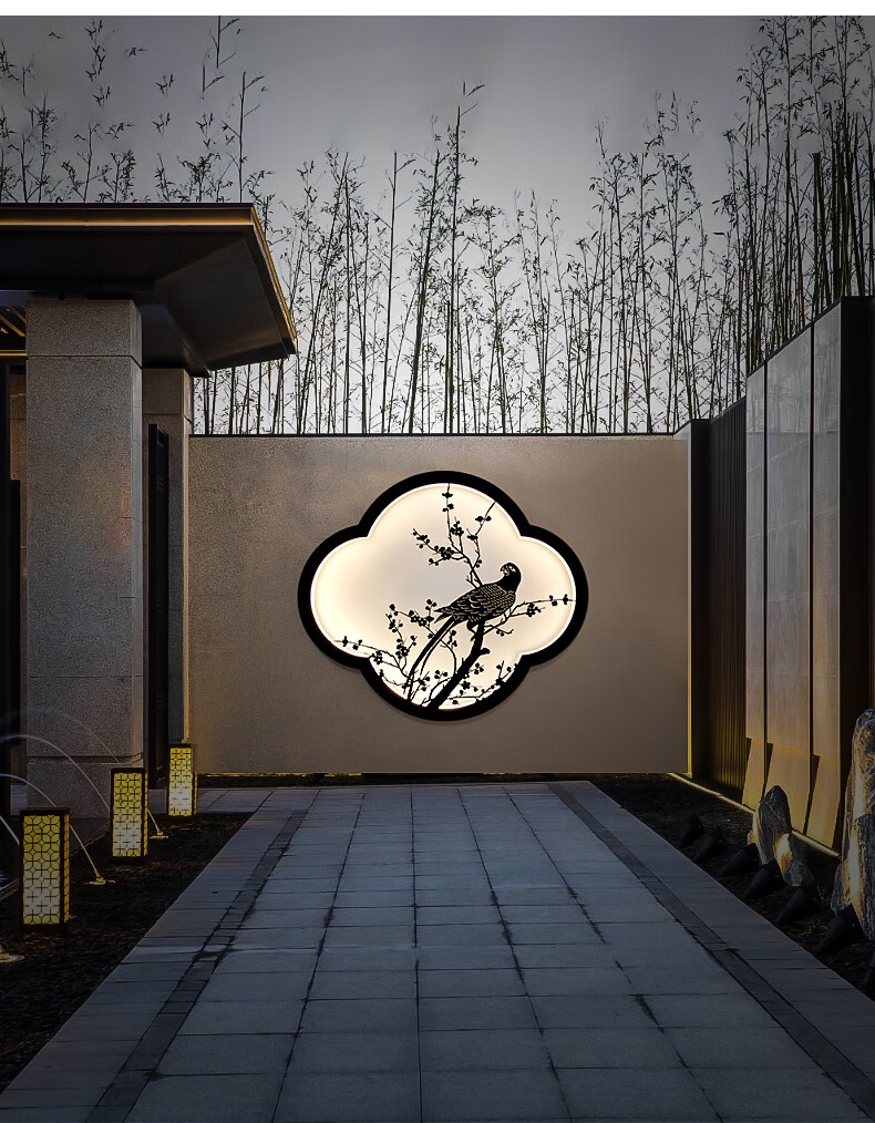 户外庭院灯新中式壁画装饰灯创意别墅院子围墙花园影壁墙装饰壁灯