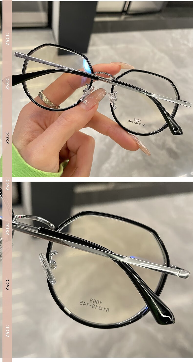 素颜神器眼镜可配有度数 超轻眼镜女网上ins风大框方圆脸眼睛 黑金色