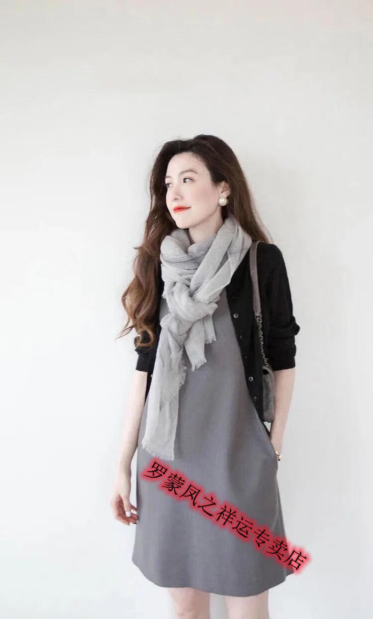 罗蒙时尚女装纯色圆领背心连衣裙女2022春夏新款时尚气质简约宽松百搭