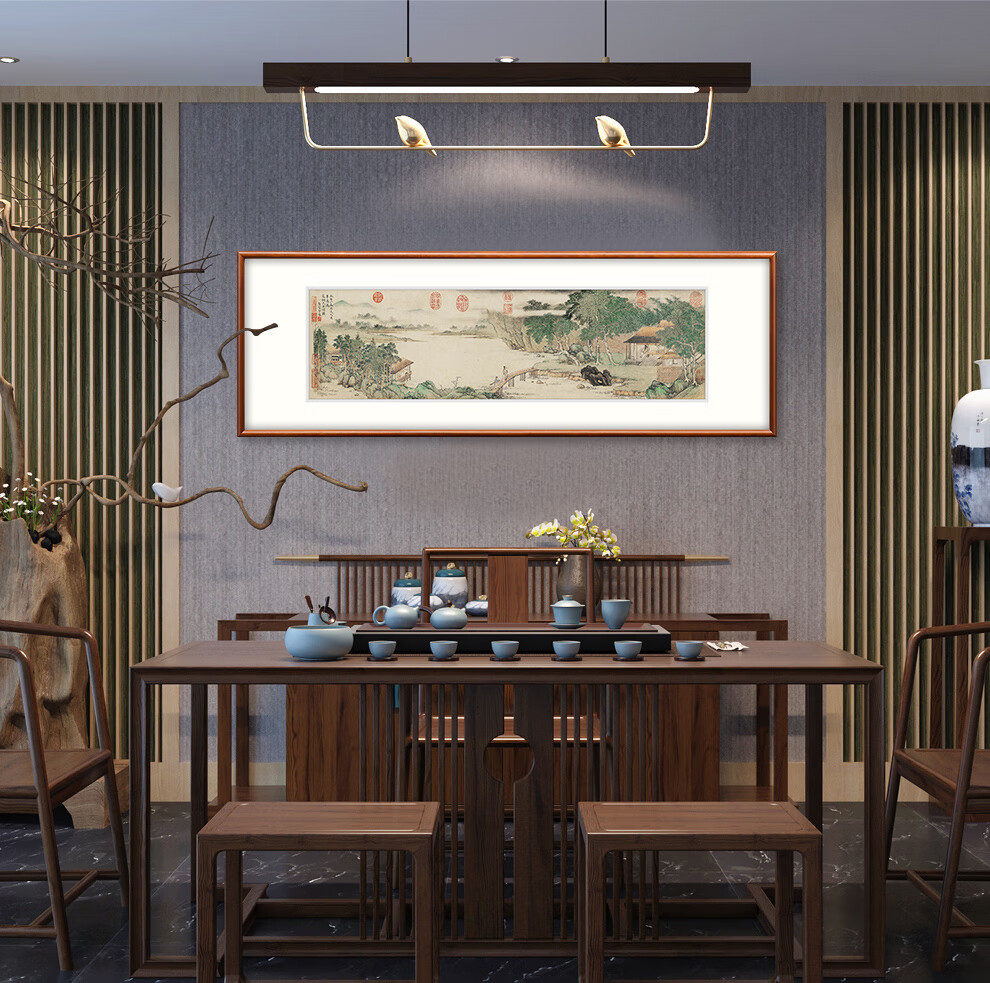奕境新中式客厅装饰画古典名人字画山水国画书房茶室挂画办公室壁画上