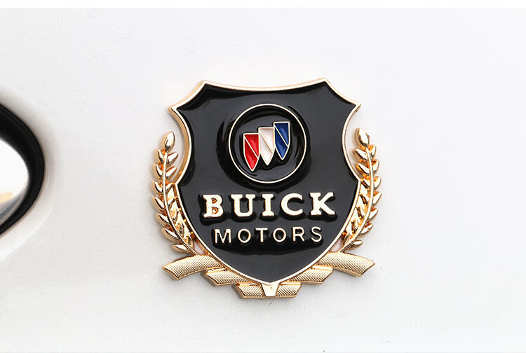 侧标车标贴3d立体遮档划痕贴纸 凯迪拉克-金色盾形车贴-1对装【图片