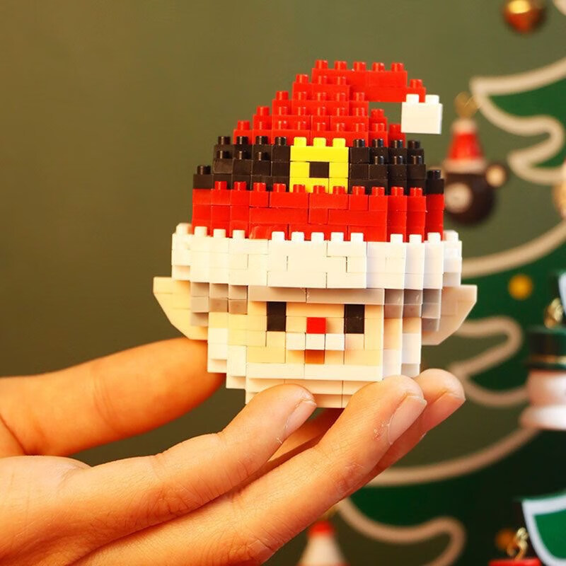 小天才拼装圣诞老人积木微型小颗粒立体拼图摆件兼容男女礼物 mini