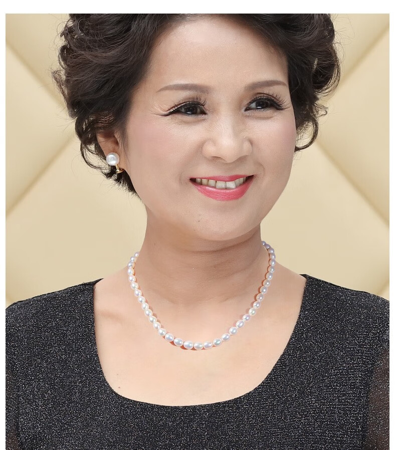秦仕8-9mm珍珠项链妈妈款女中老年妈妈送婆婆老人母亲节礼品项链淡水