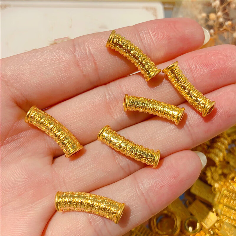 梦赤心3d硬金999足金弯管六字真言心经管转运珠手串男女情侣款款手链