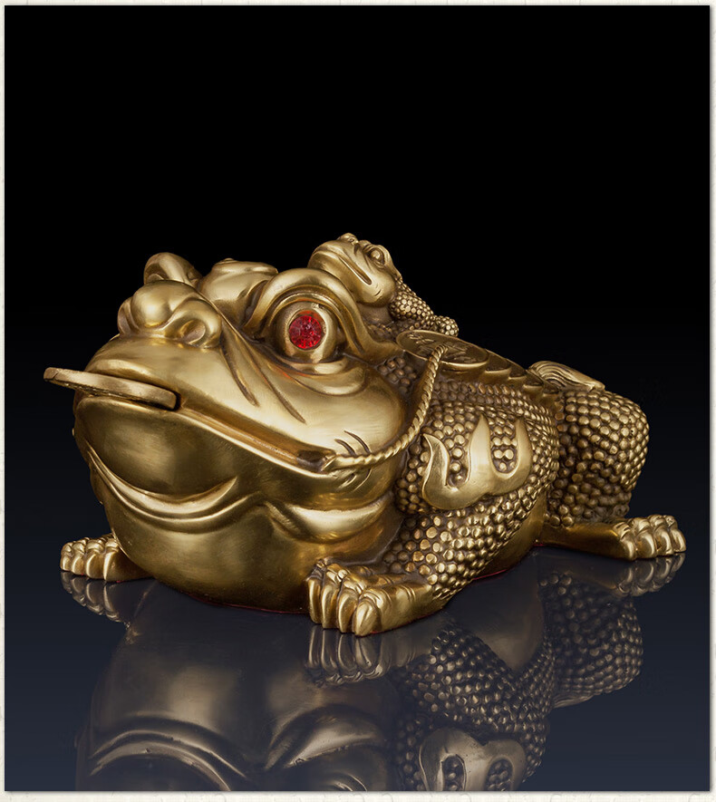 纯铜招财金蟾一对摆件招财纳财办公室家居客厅饰品摆件工艺品金蟾