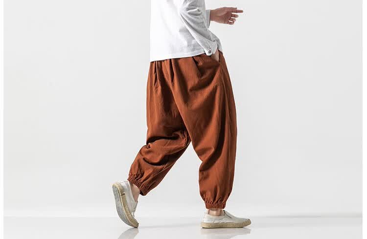 大码专卖300斤左右腿粗的男生穿显瘦潮流中国风夏季男士复古灯笼裤男