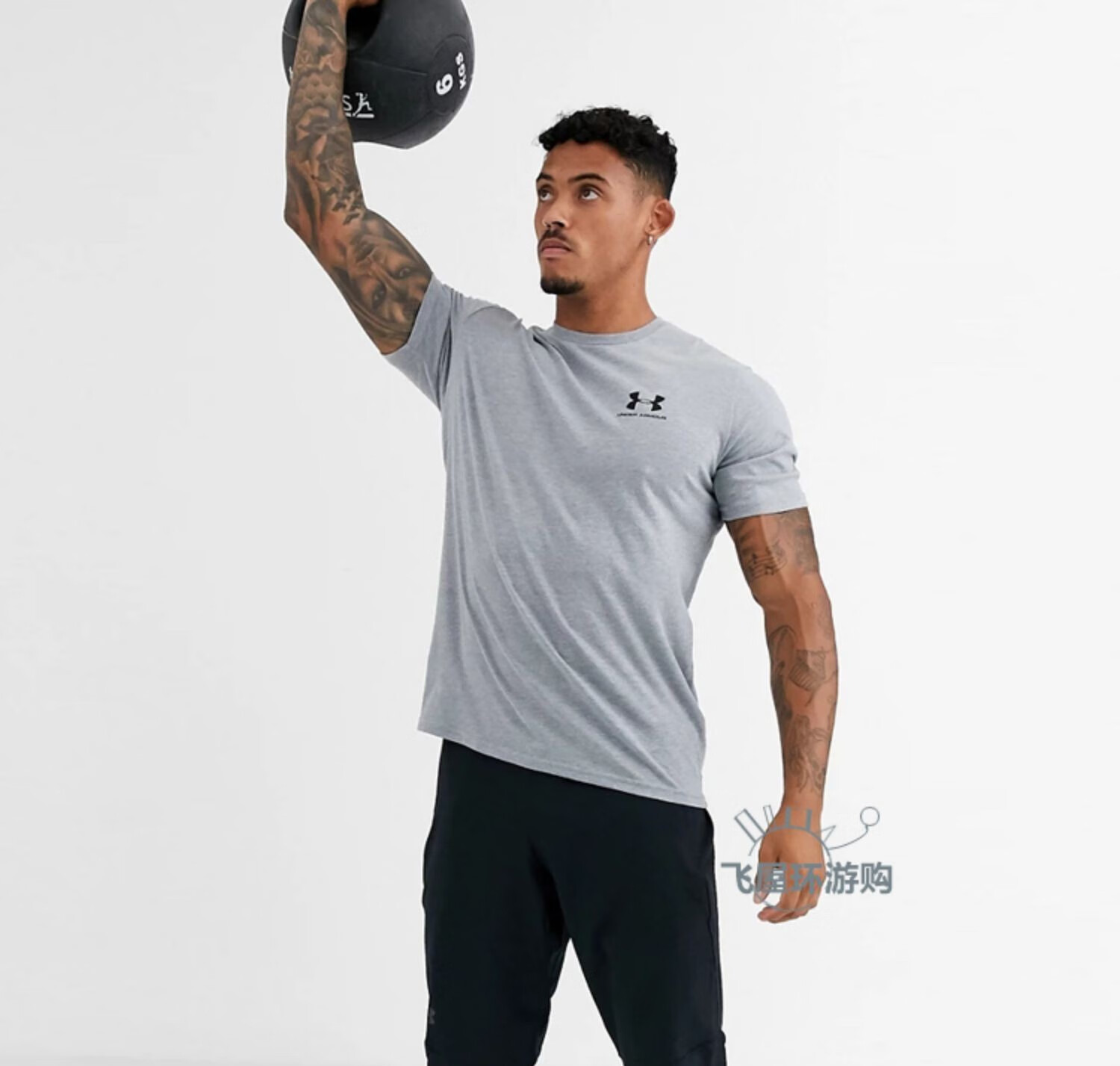 早安德玛ua男速干t恤能量棉训练服健身运动短袖ua1326799 黑色