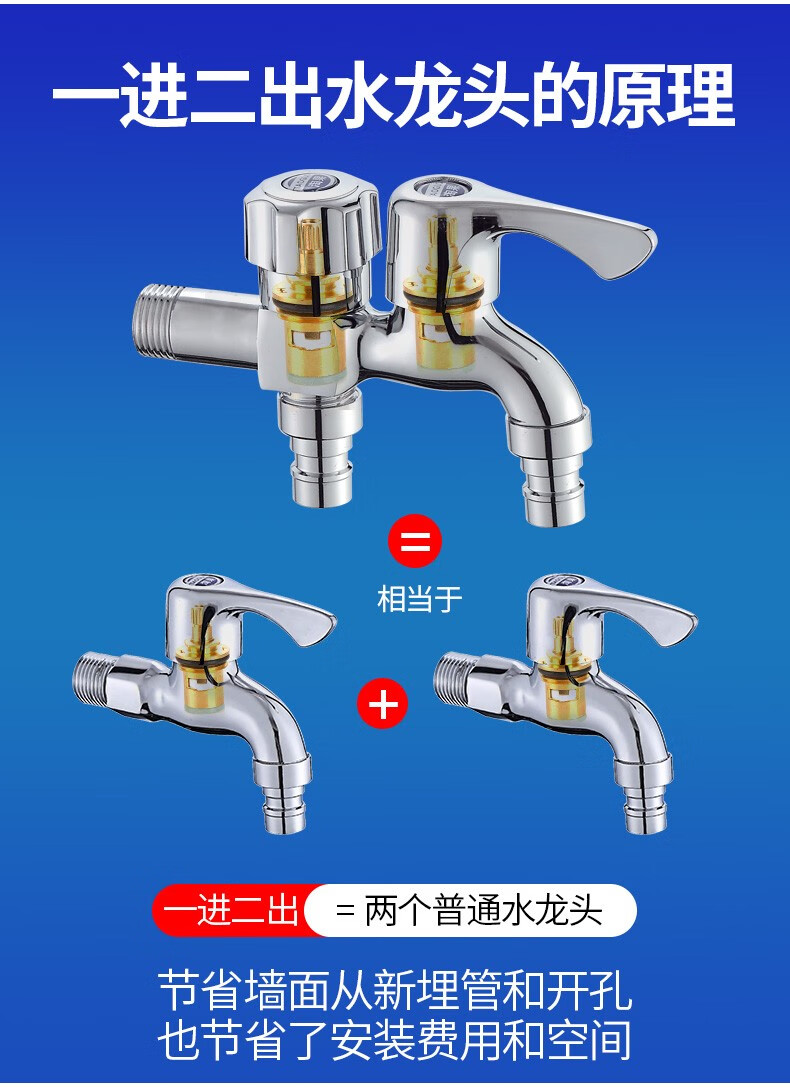 洗衣機水龍頭一進二出多功能專用龍頭一分二兩用三通加長洗衣機接頭 b