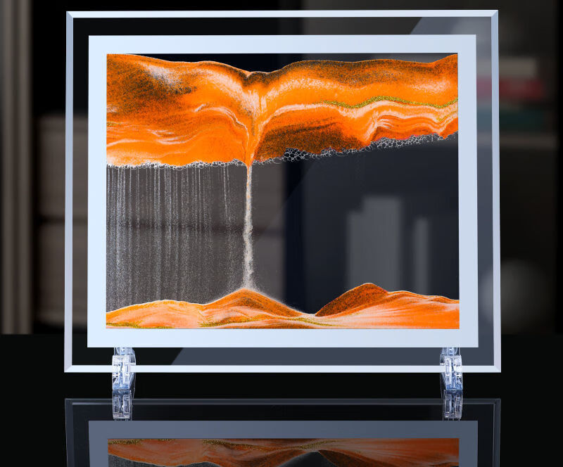 沙漏创意3d山水流沙画玻璃艺术摆件家居客厅装饰男女生日礼物流沙画