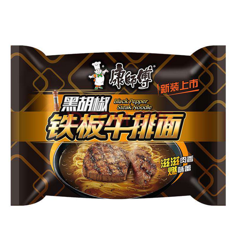 康师傅经典黑胡椒铁板牛排面102g袋装面泡面速食面24袋整箱