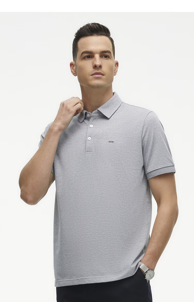 雅戈尔polo衫男2022春夏青年男士短袖polo翻领纯色系polo衫商务休闲