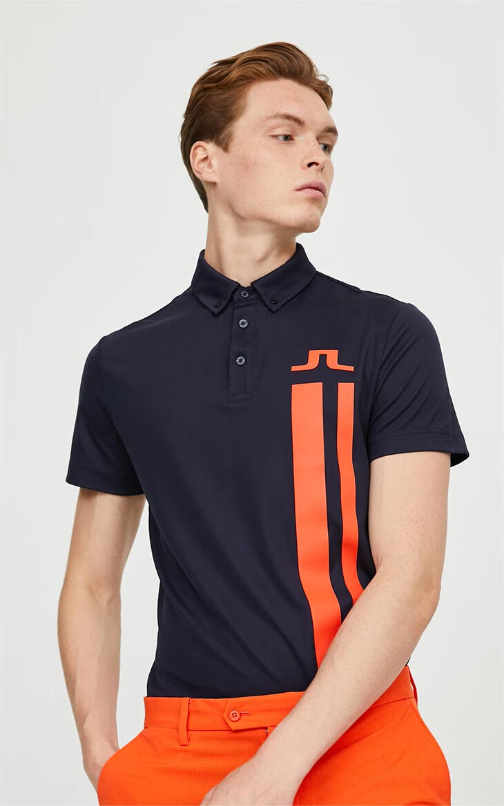 lindeberg金林德伯格秋装新golf吸汗翻领t恤男短袖52013z529 paf深黑