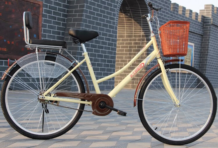 统家 老人自行车成人 可带人 轻便自行车24寸26寸自行车男女通用老式