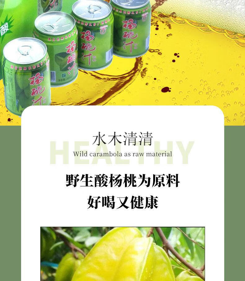 健美乐牌杨桃汁饮料浦北长寿县特产风味饮料果汁酸甜凉茶六罐装245