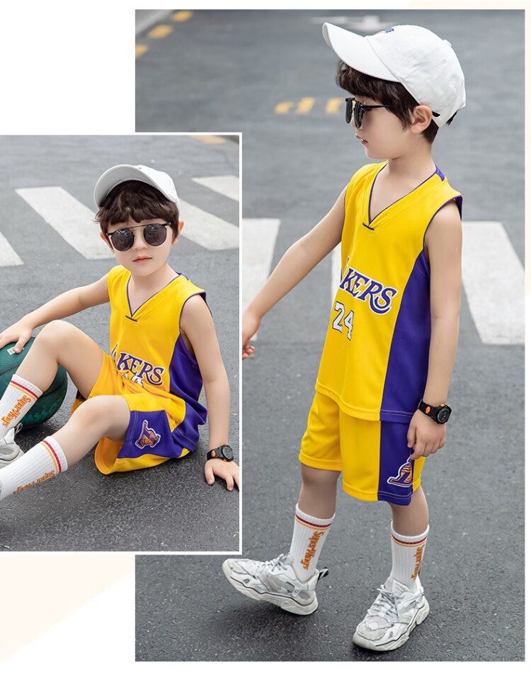 湖人队科比24号儿童版球衣小朋友篮球服套装小童中大童男孩小孩子