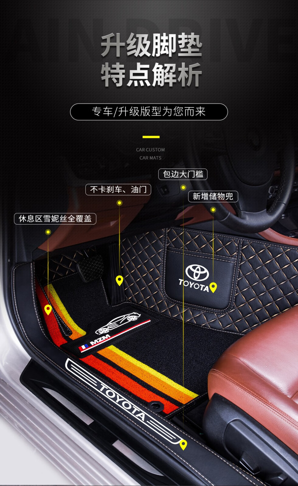 卡罗拉脚垫全包围 丰田雷凌凯美瑞rav4荣放汉兰达亚洲龙chr威驰普拉多