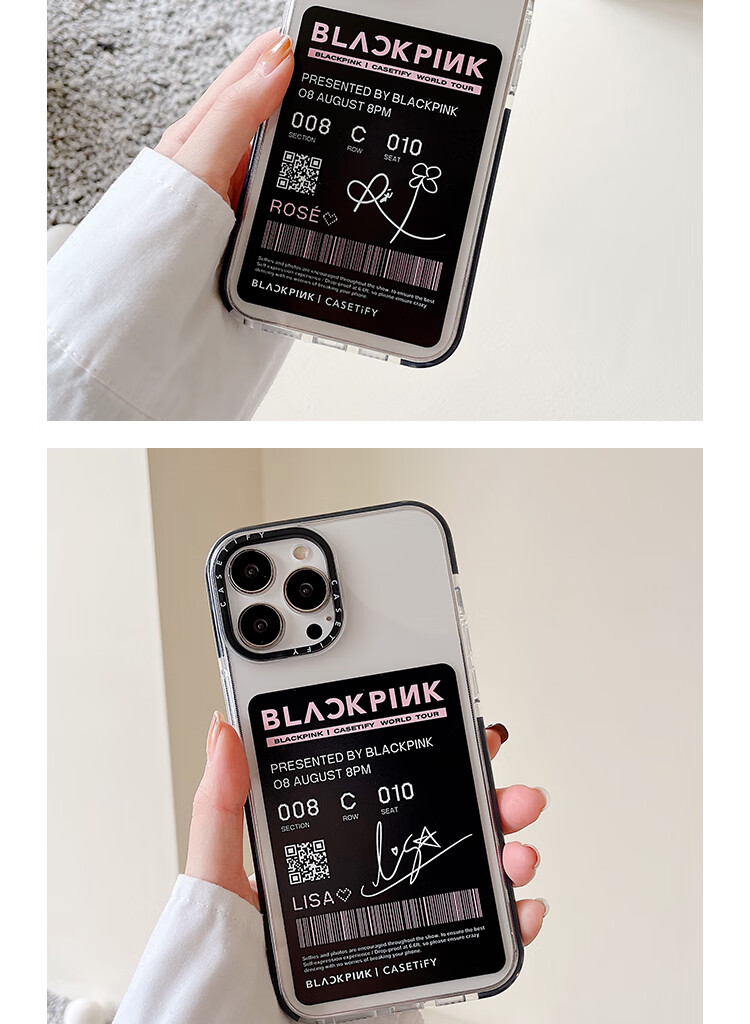 【官方精品】高档联名款blackpink手机壳 女团blackpink粉墨rose/lis