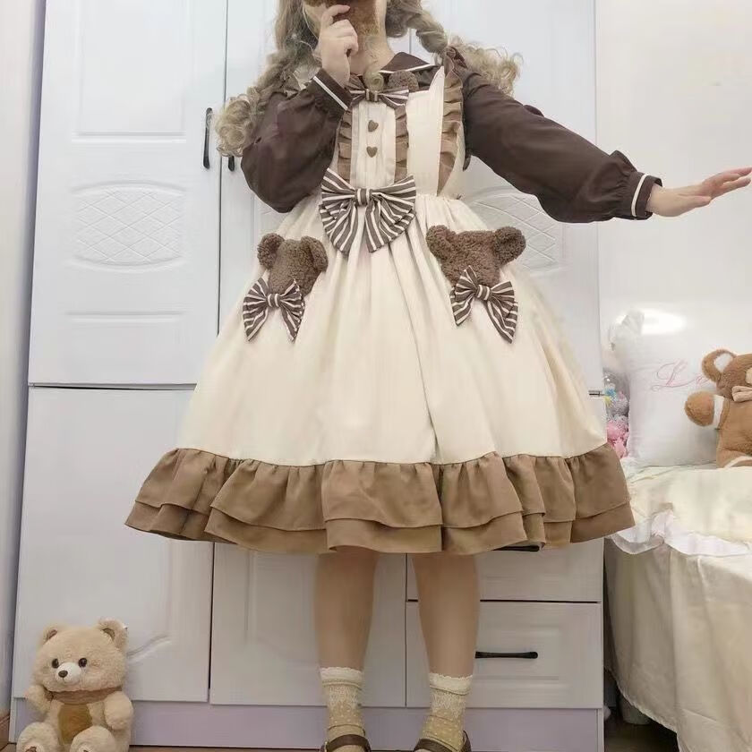 洛丽塔lolita洋装萝莉塔连衣裙lo可爱全款现货大全套秋冬可可熊连衣裙