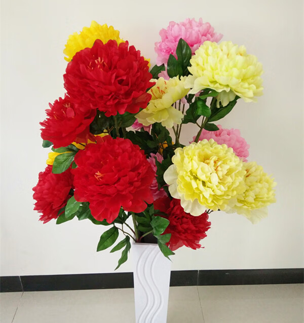 牡丹 高品质仿真牡丹花 落地假花客厅摆放花卉 绢花仿真花束装饰花 假
