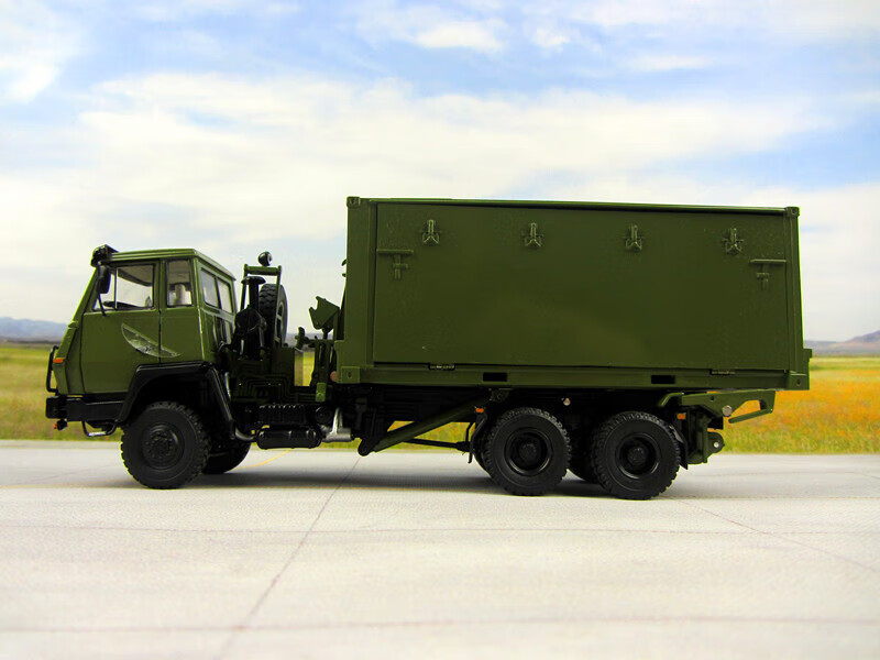 方舱保障车模型 斯太尔多功能陕汽军车后勤车辆方舱保障车合金仿真