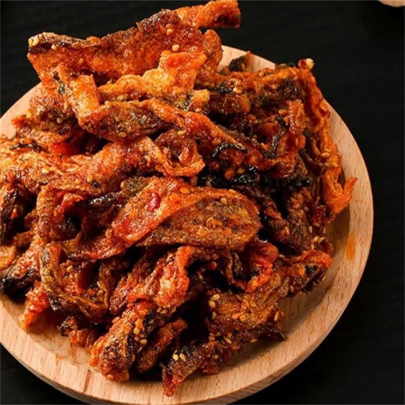 麻辣香酥鱼皮香辣鳕鱼皮烧烤酥脆鱼皮即食特产深海鲜鱼干食 香辣味80g