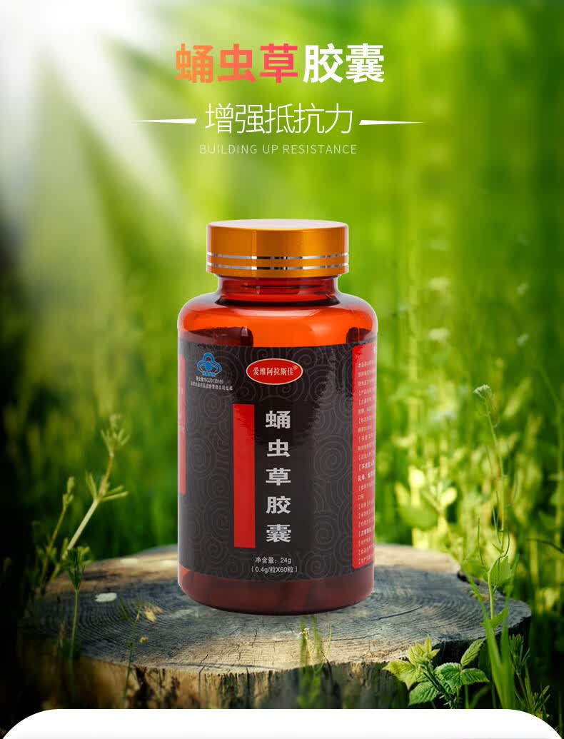 蛹虫草胶囊60粒适合抵抗力低下中老年滋补保健食品增强抵抗力