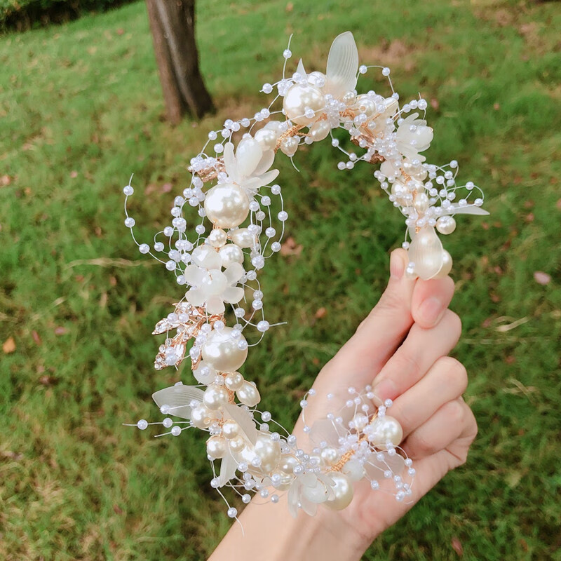 新款儿童头饰花环手工仙美发饰蝴蝶发箍耳环仙森系婚礼服头饰品2022