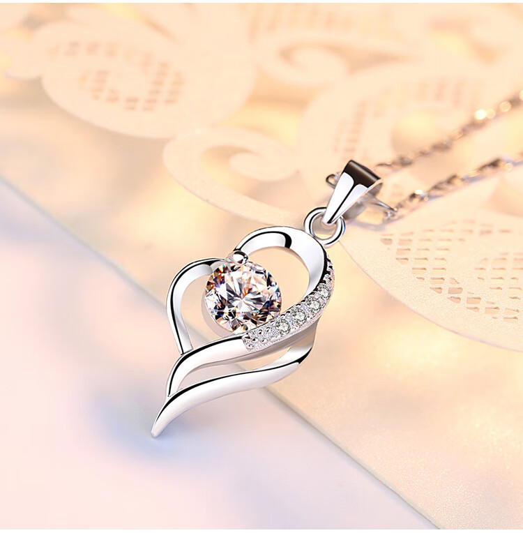 999足银心中有你项链女学生韩版吊坠简约性感女士锁骨链抖音网红