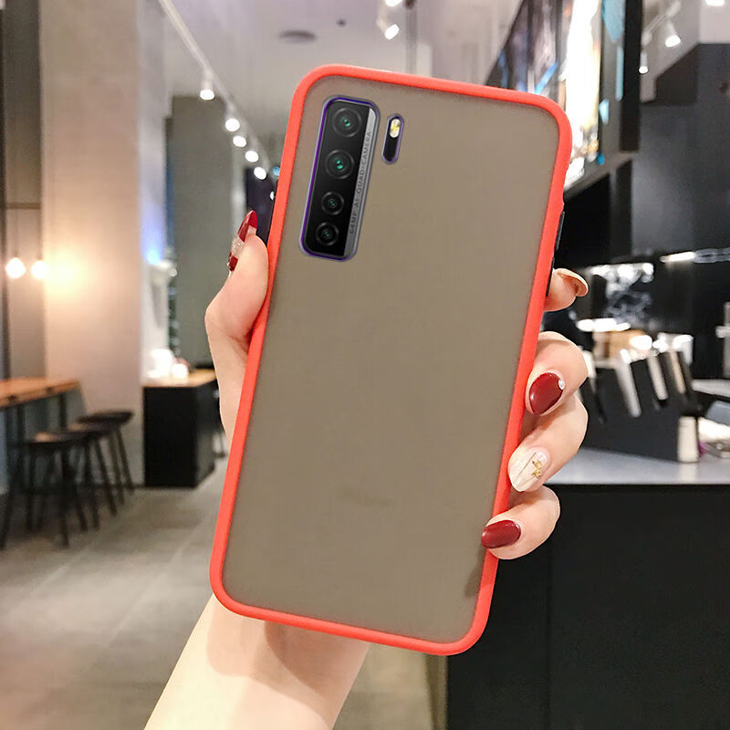 华为p40lite手机壳男女全包防摔p40青春版磨砂透明硬壳撞色个性潮