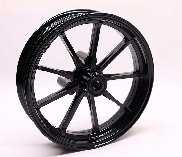 电动车10 12寸九爪轮毂猴子小龟电摩改装铝合金前轮轮圈碟刹 12寸九爪