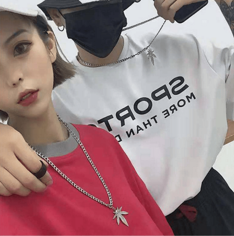 项链女潮网红 霸气嘻哈麻叶项链枫叶情侣锁骨链日韩男女学生潮酷 三