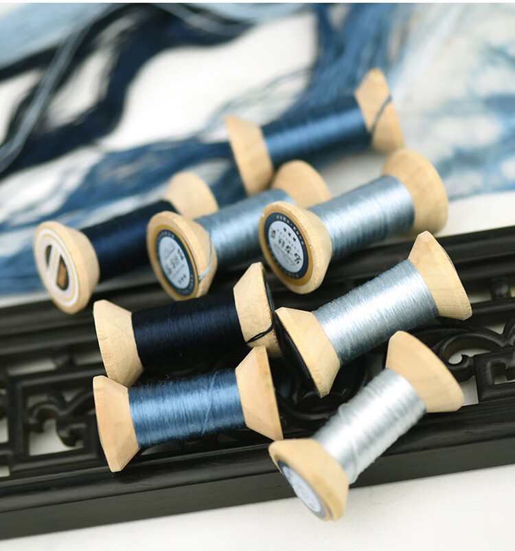 新品手工苏绣湘绣桑蚕丝绣花线真丝手工绣线常用蓝色系普蓝 2号