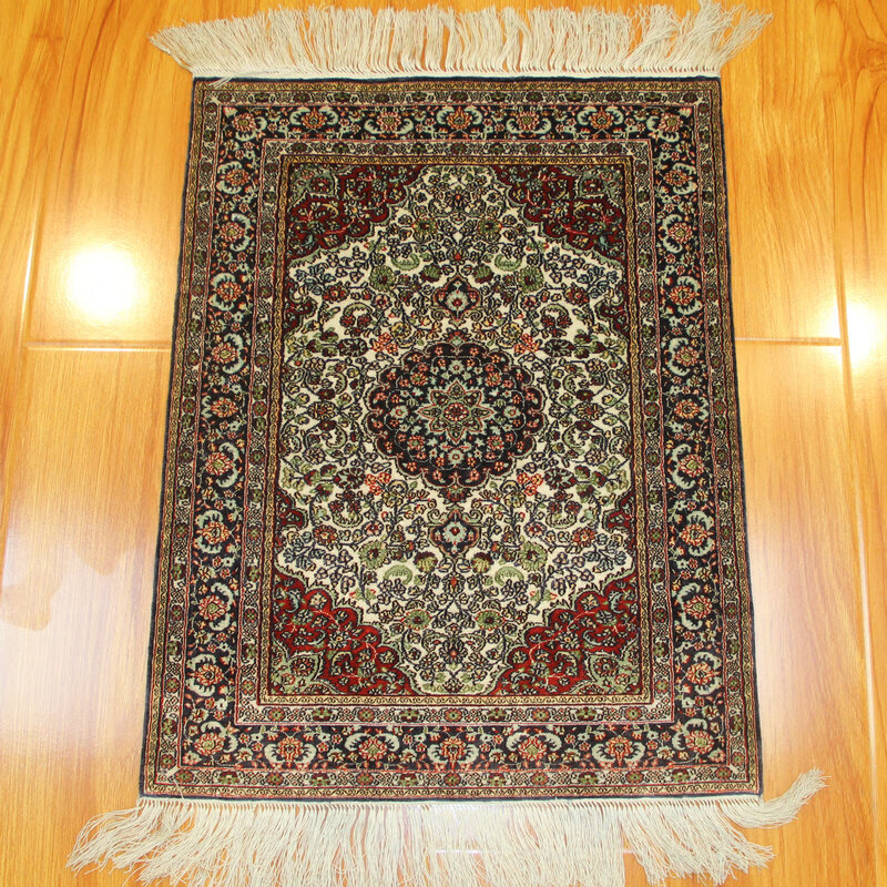 毯译 二十年前老丝毯1厘米13个结高道数手工真丝地毯 46x60厘米